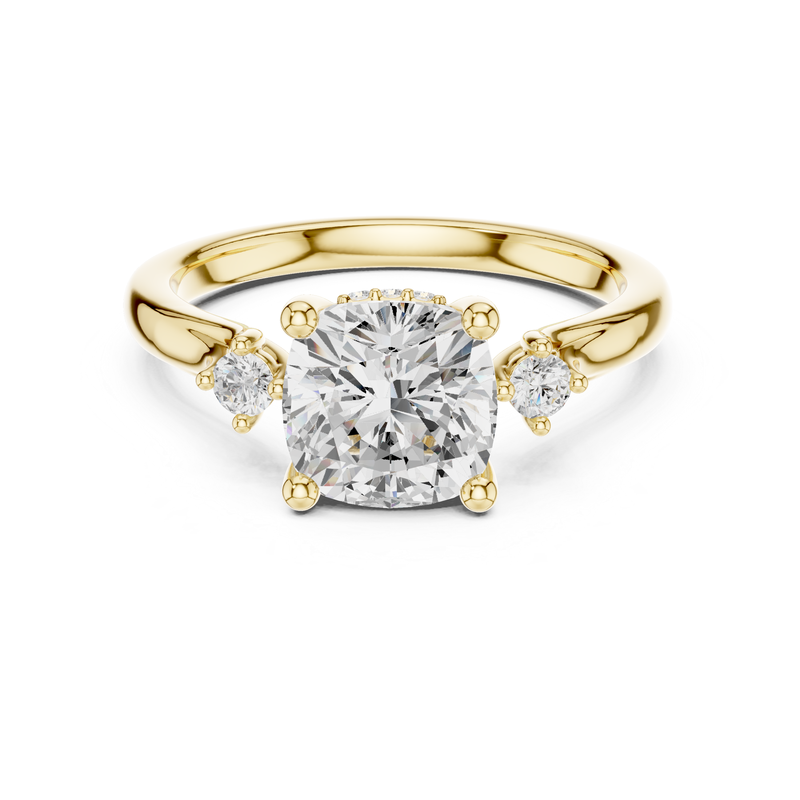 1.93 CT Cushion Cut Diamond Engagement Ring with Round Side Stones