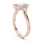 2.23 CT Emerald Cut Diamond Engagement Ring with Round Side Stones