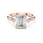 2.23 CT Emerald Cut Diamond Engagement Ring with Round Side Stones
