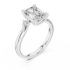 2.23 CT Emerald Cut Diamond Engagement Ring with Round Side Stones
