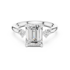2.23 CT Emerald Cut Diamond Engagement Ring with Round Side Stones