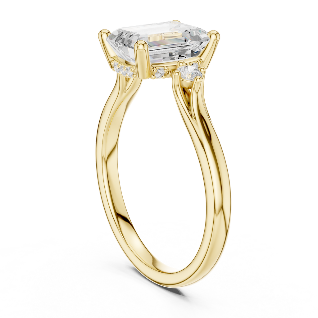 2.23 CT Emerald Cut Diamond Engagement Ring with Round Side Stones