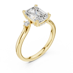 2.23 CT Emerald Cut Diamond Engagement Ring with Round Side Stones