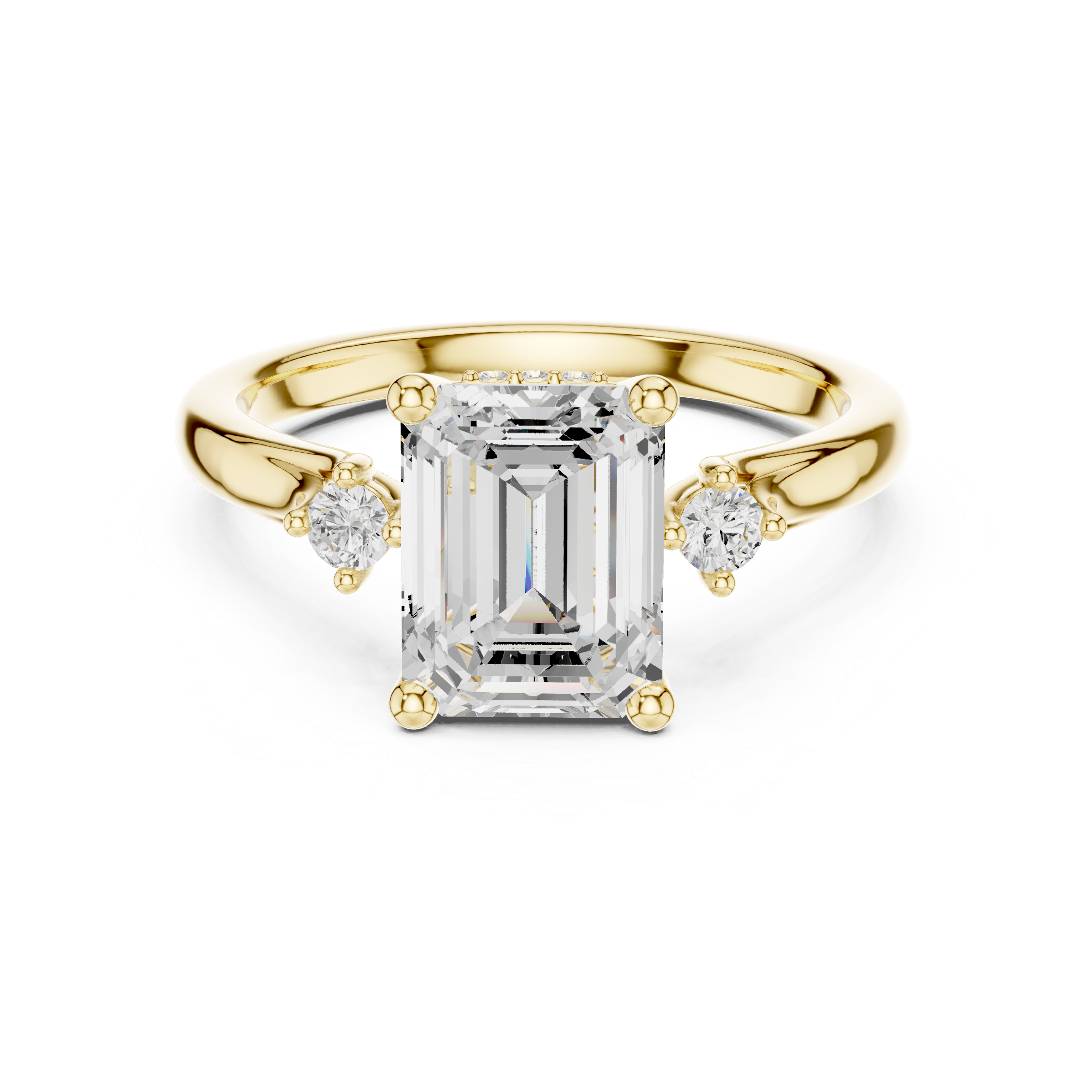 2.23 CT Emerald Cut Diamond Engagement Ring with Round Side Stones