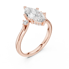 1.95 CT Marquise Cut Diamond Engagement Ring with Round Side Stones