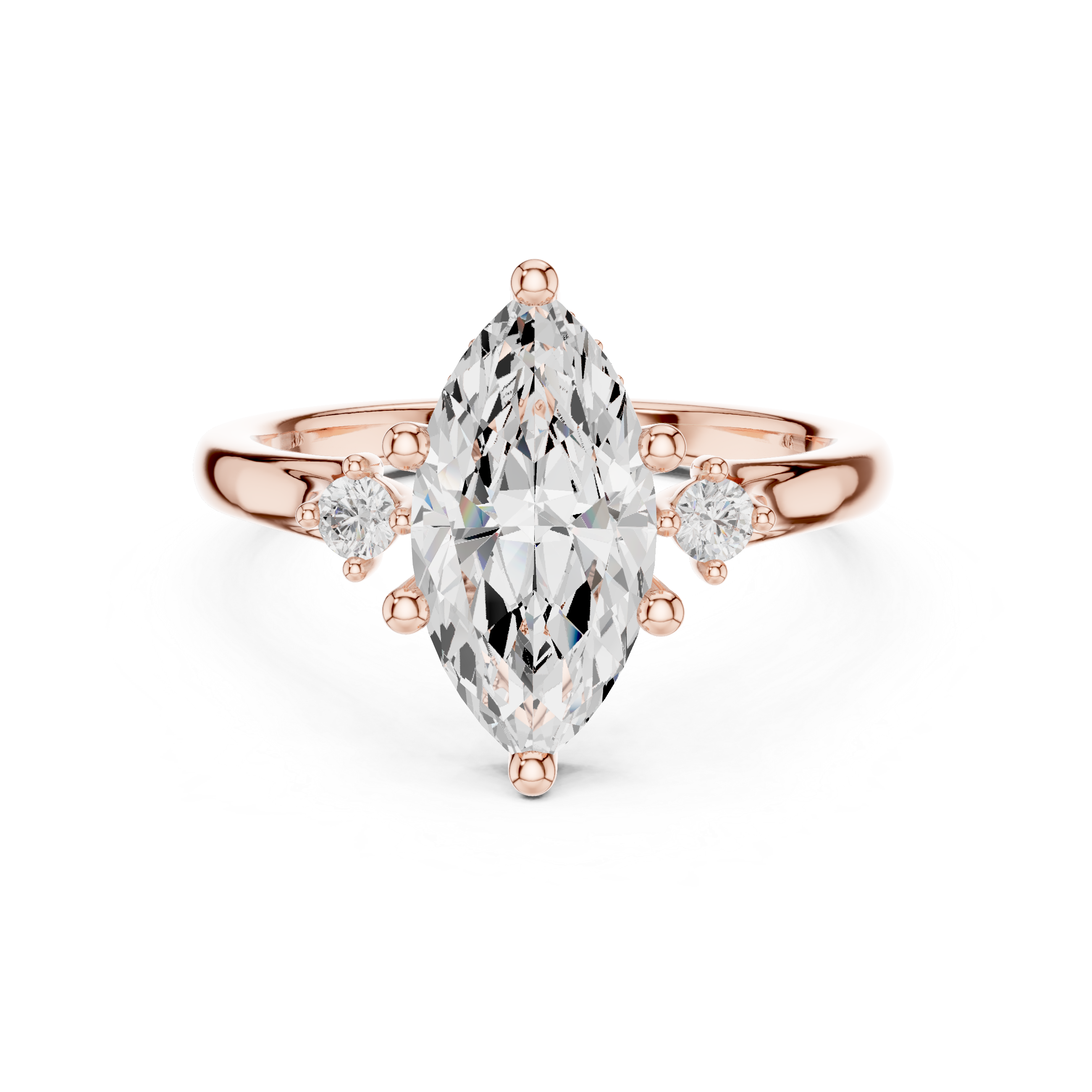 1.95 CT Marquise Cut Diamond Engagement Ring with Round Side Stones