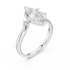 1.95 CT Marquise Cut Diamond Engagement Ring with Round Side Stones
