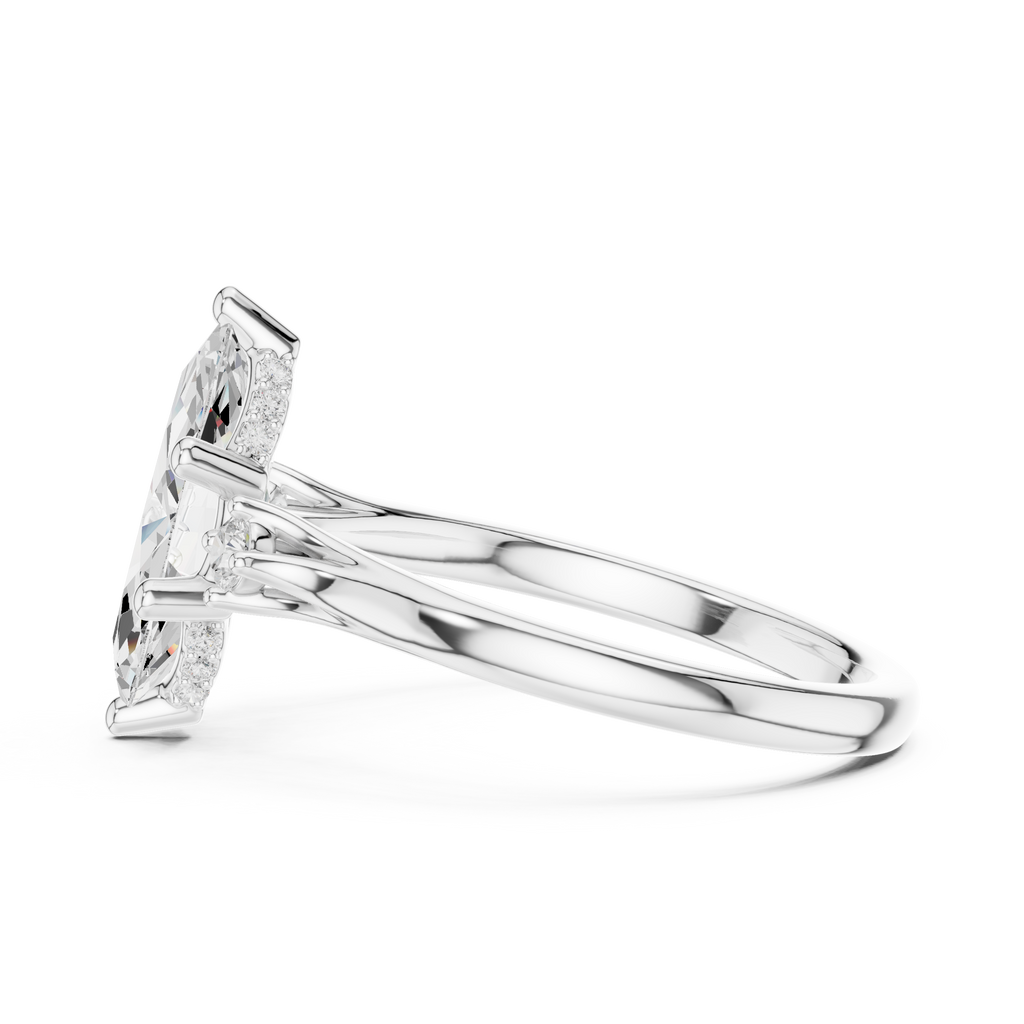 1.95 CT Marquise Cut Diamond Engagement Ring with Round Side Stones