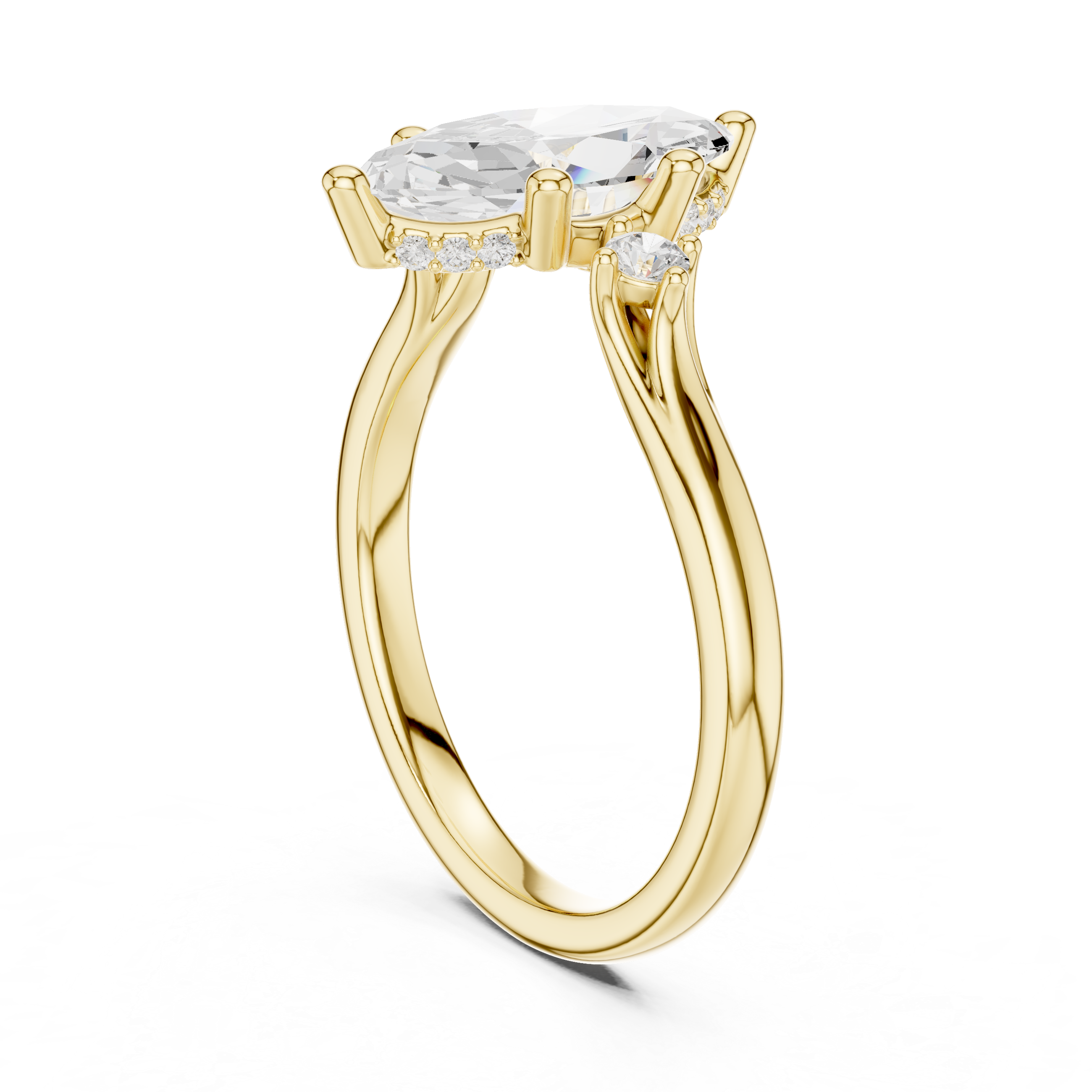 1.95 CT Marquise Cut Diamond Engagement Ring with Round Side Stones