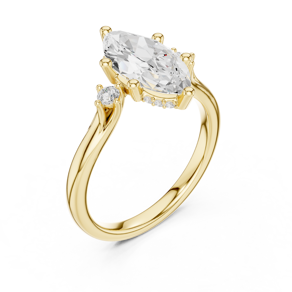 1.95 CT Marquise Cut Diamond Engagement Ring with Round Side Stones