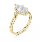 1.95 CT Marquise Cut Diamond Engagement Ring with Round Side Stones