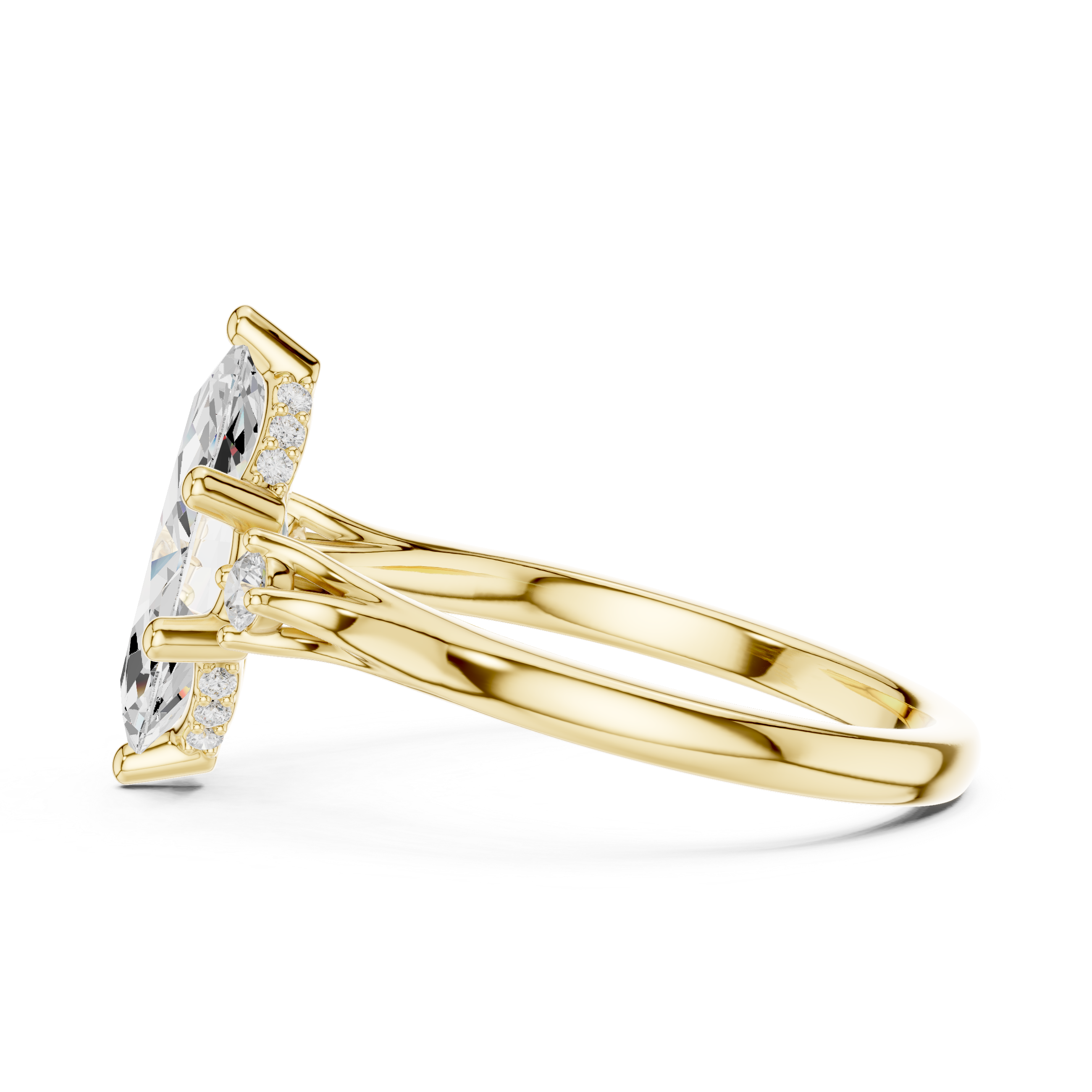 1.95 CT Marquise Cut Diamond Engagement Ring with Round Side Stones