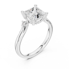 2.30 CT Princess Cut Diamond Engagement Ring with Round Side Stones