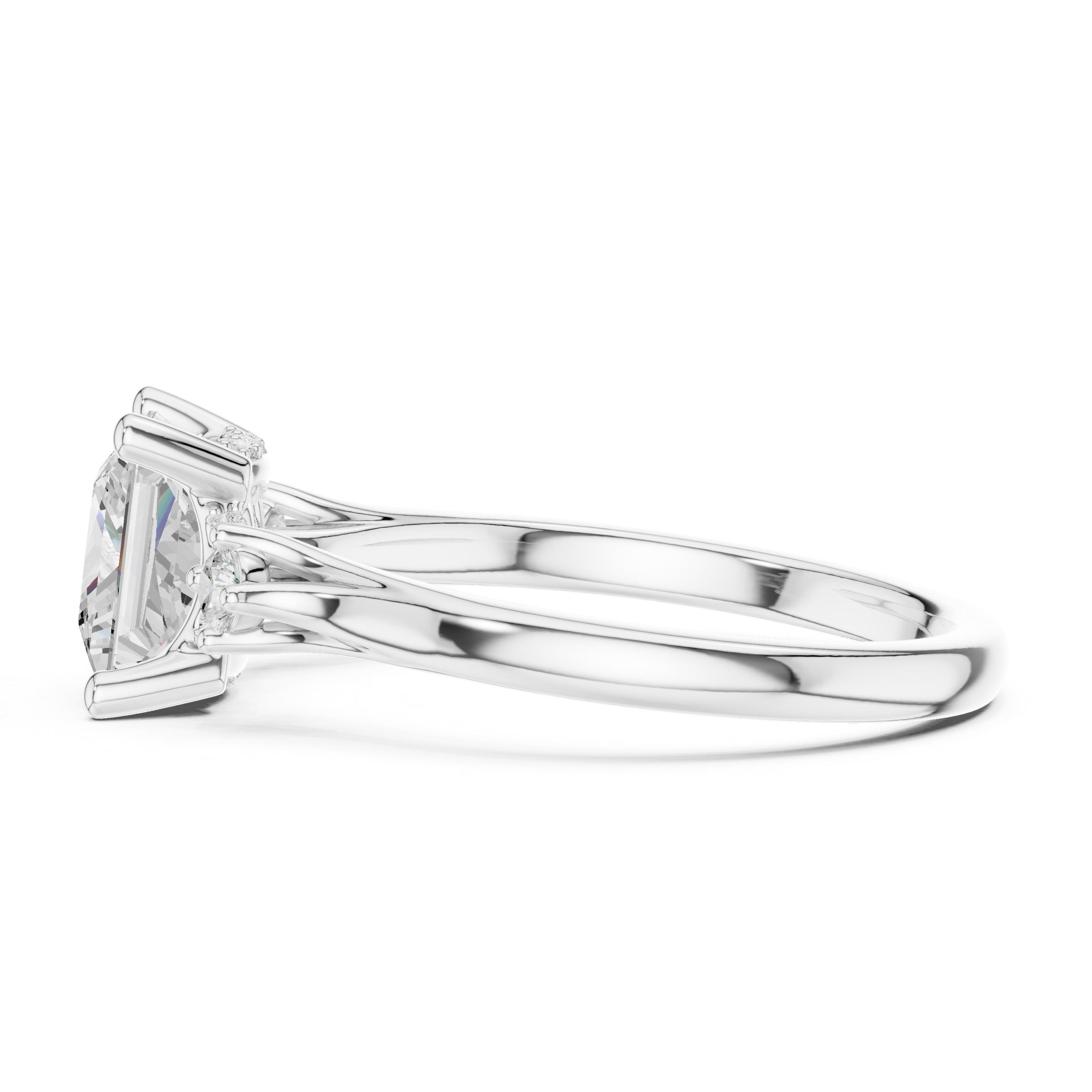 2.30 CT Princess Cut Diamond Engagement Ring with Round Side Stones