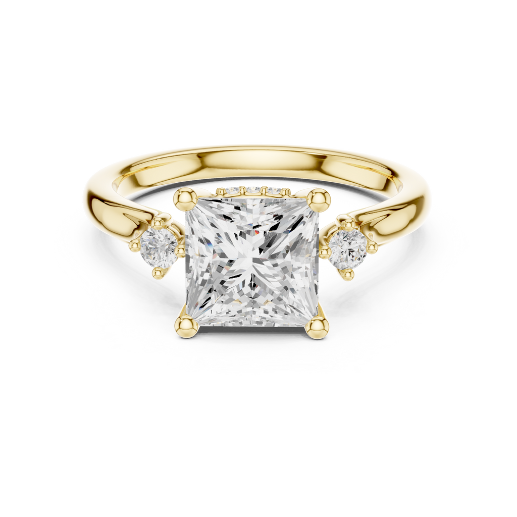 2.30 CT Princess Cut Diamond Engagement Ring with Round Side Stones