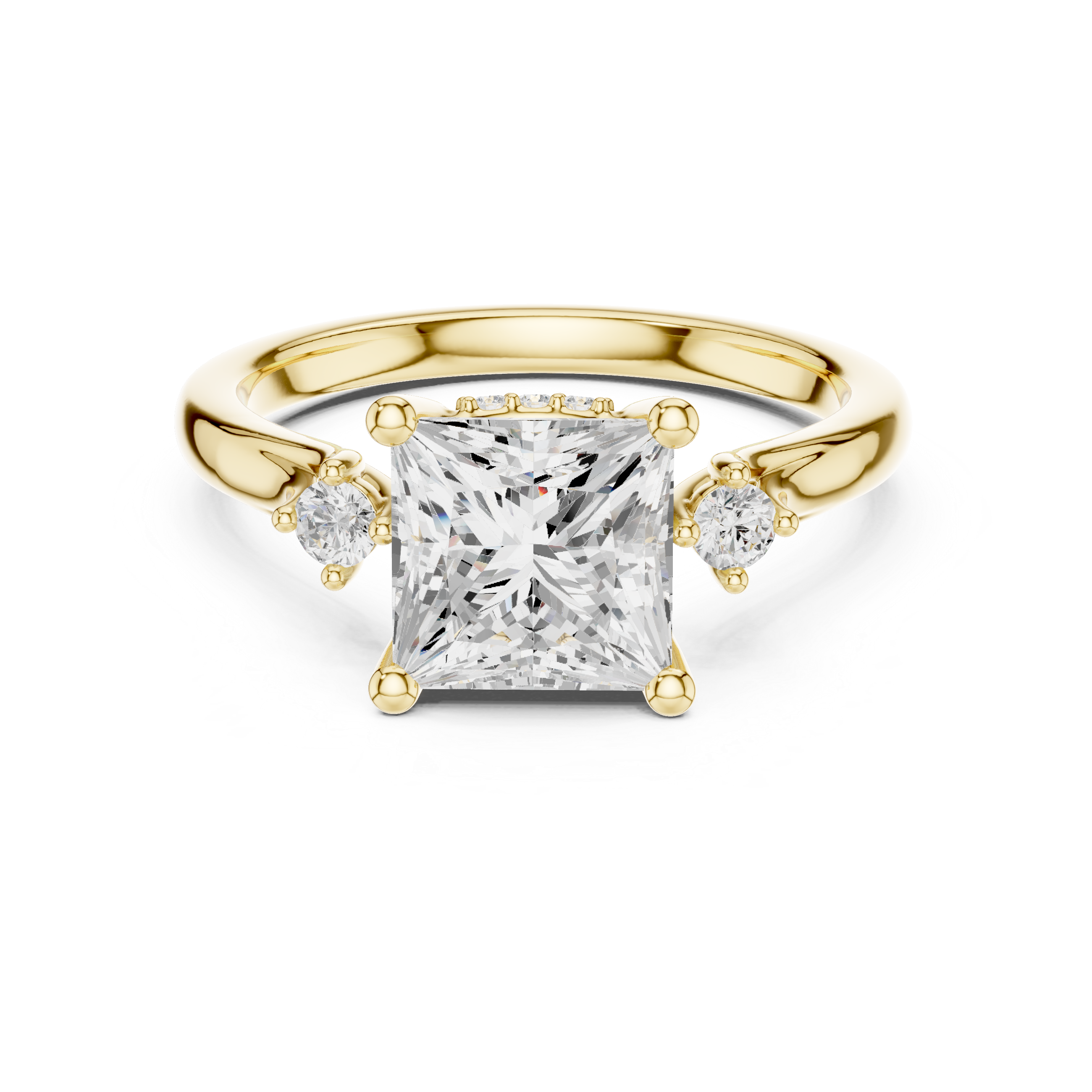 2.30 CT Princess Cut Diamond Engagement Ring with Round Side Stones