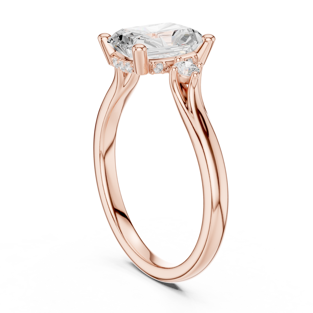 2.13 CT Radiant Cut Diamond Engagement Ring with Round Side Stones