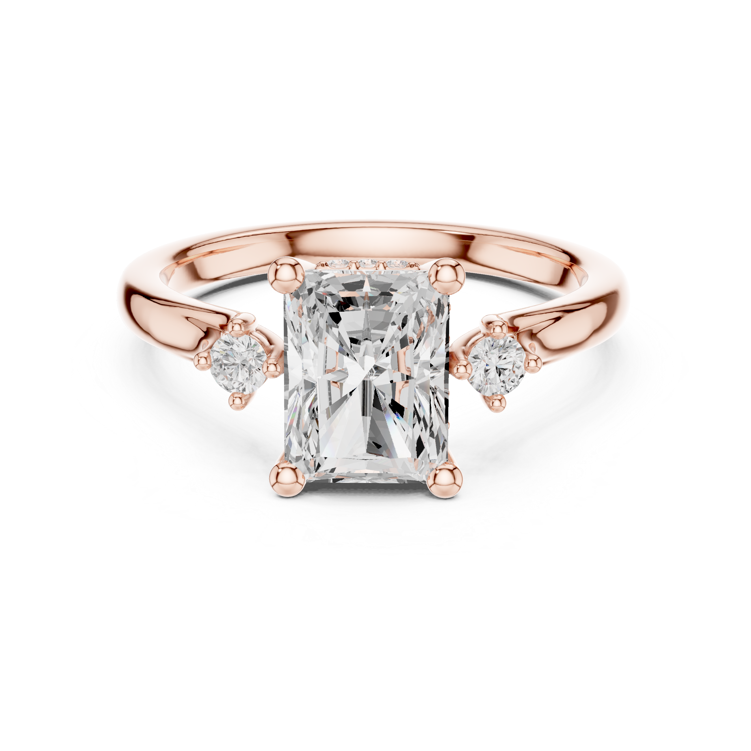 2.13 CT Radiant Cut Diamond Engagement Ring with Round Side Stones