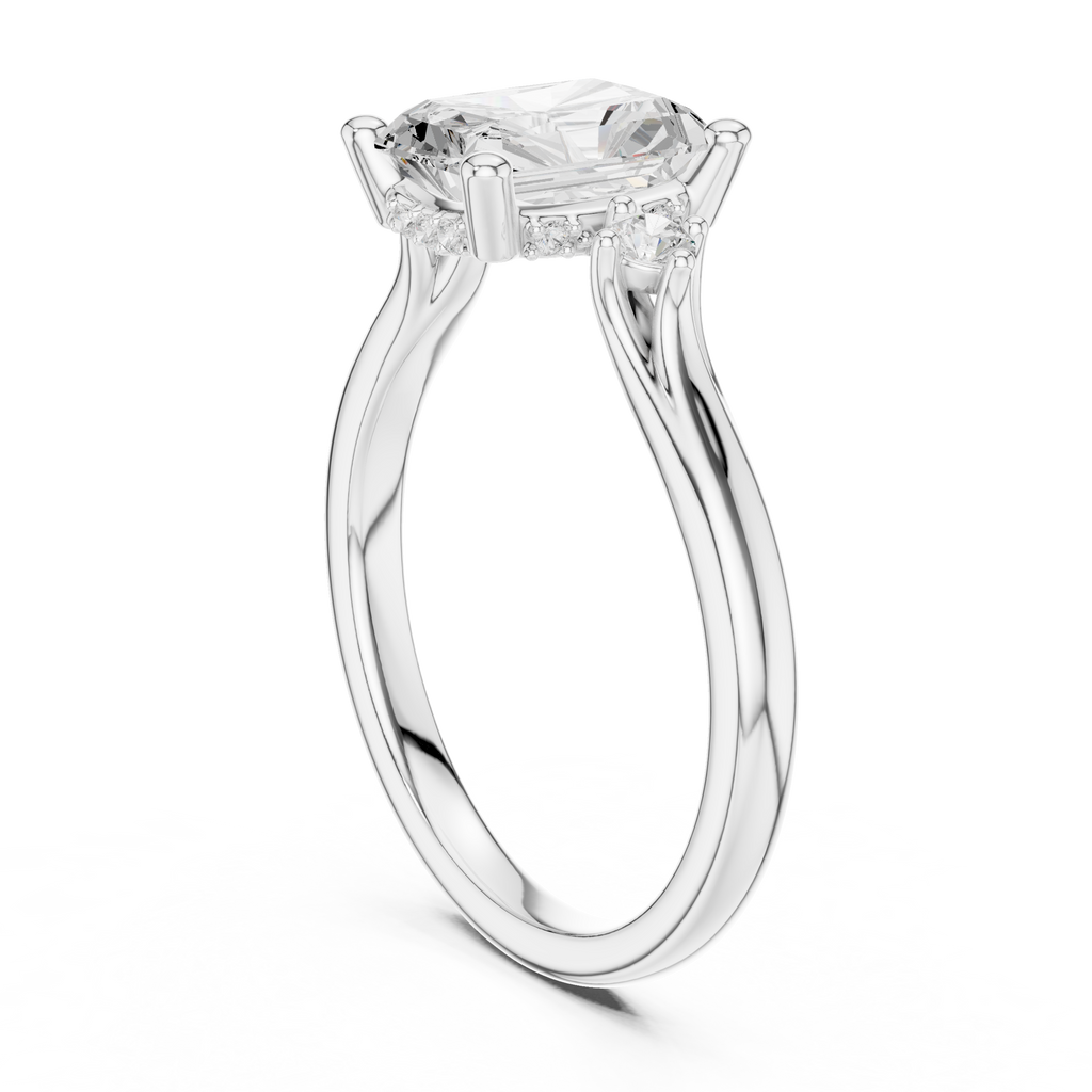 2.13 CT Radiant Cut Diamond Engagement Ring with Round Side Stones