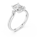 2.13 CT Radiant Cut Diamond Engagement Ring with Round Side Stones