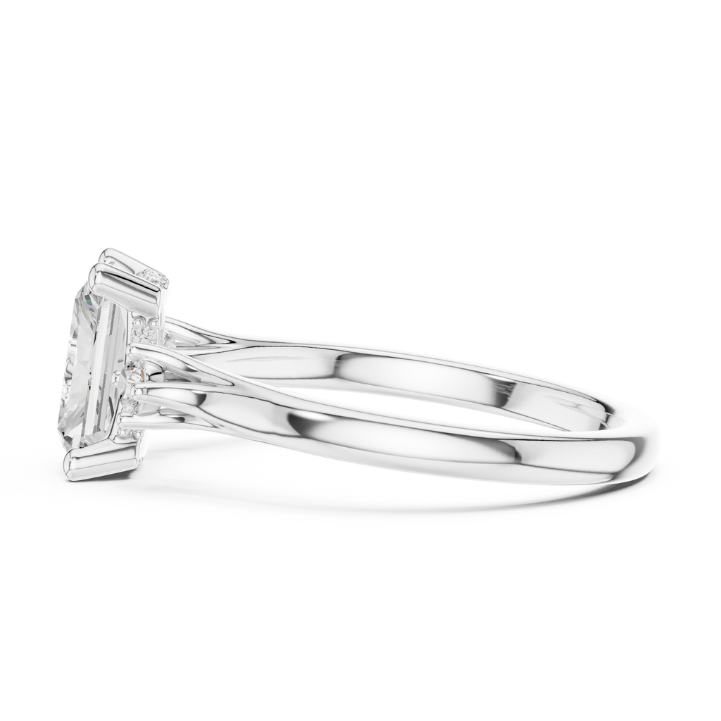 2.13 CT Radiant Cut Diamond Engagement Ring with Round Side Stones