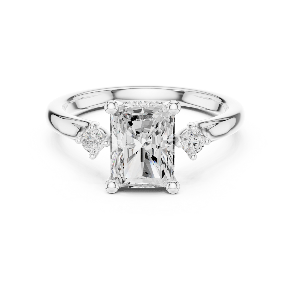 2.13 CT Radiant Cut Diamond Engagement Ring with Round Side Stones