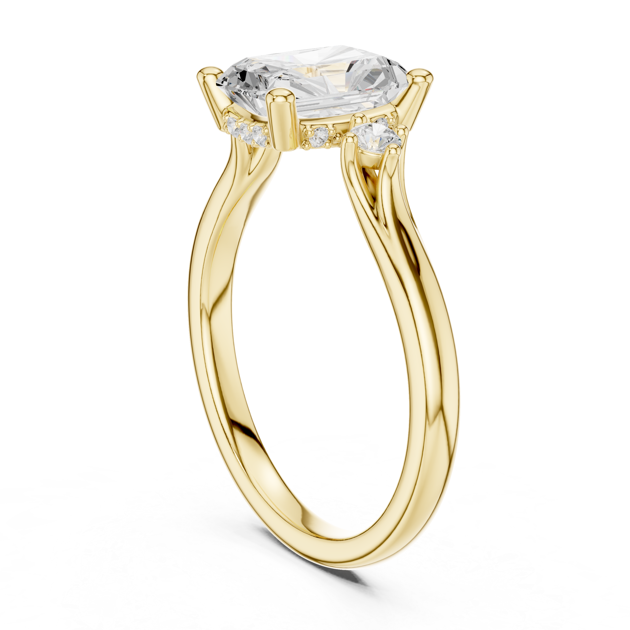 2.13 CT Radiant Cut Diamond Engagement Ring with Round Side Stones