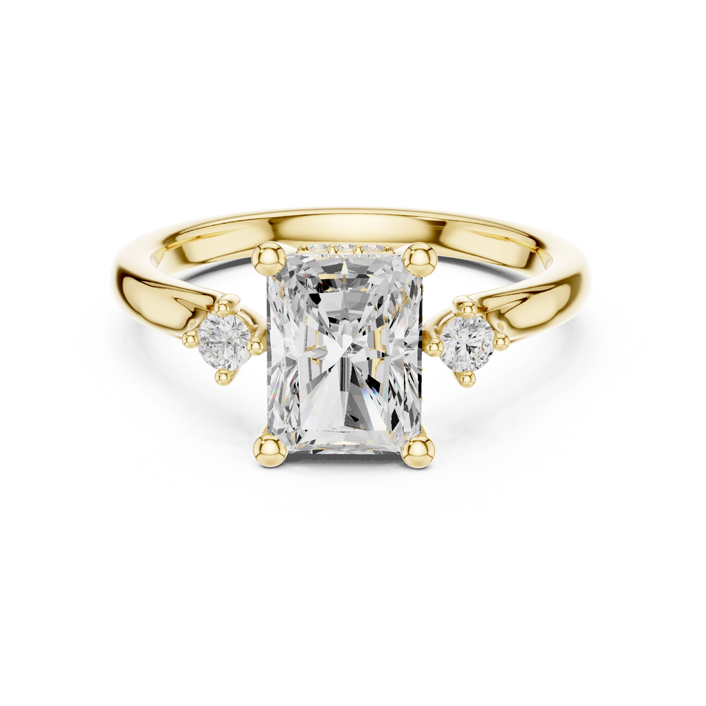 2.13 CT Radiant Cut Diamond Engagement Ring with Round Side Stones