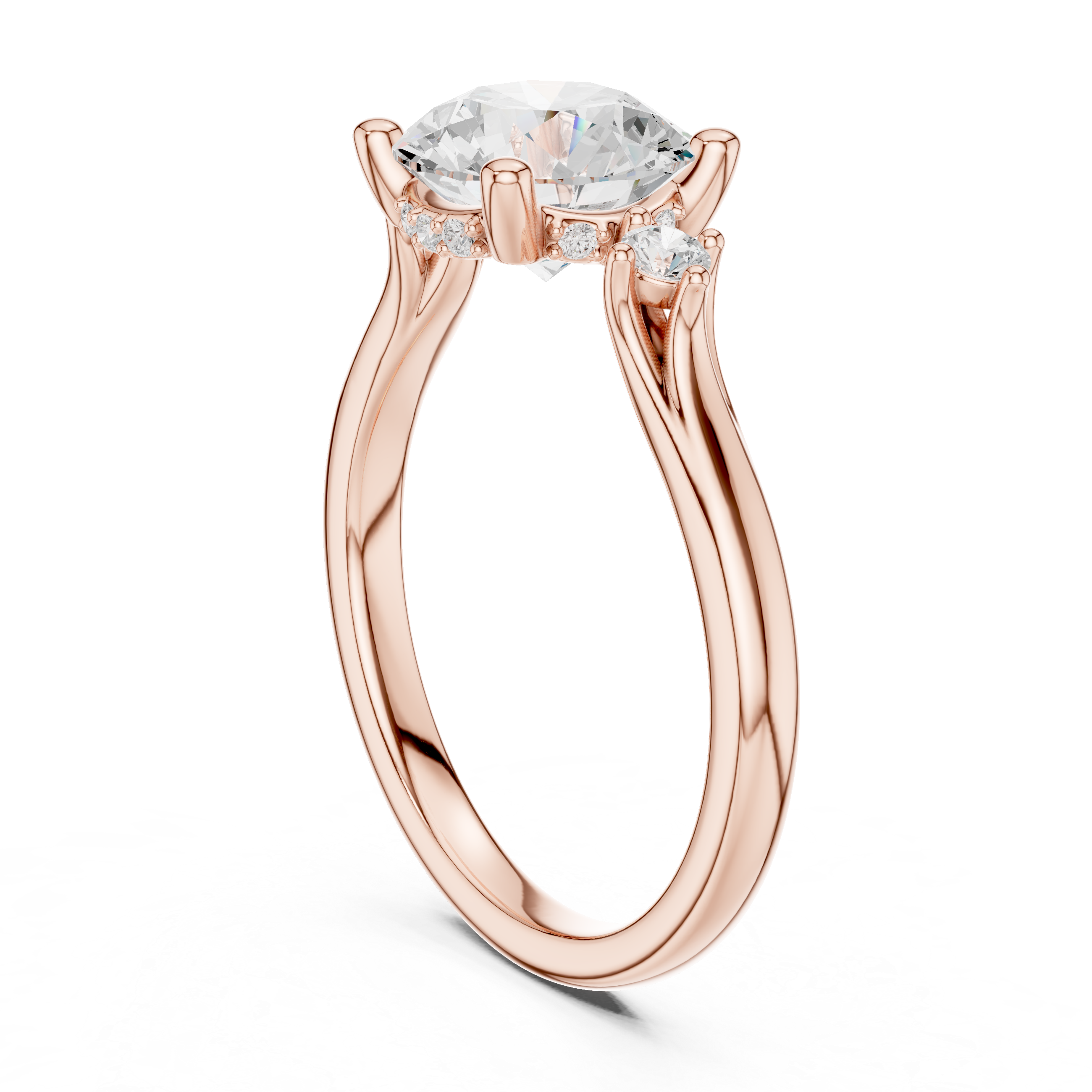 2.15 CT Round Brilliant Diamond Engagement Ring with Accent Side Stones