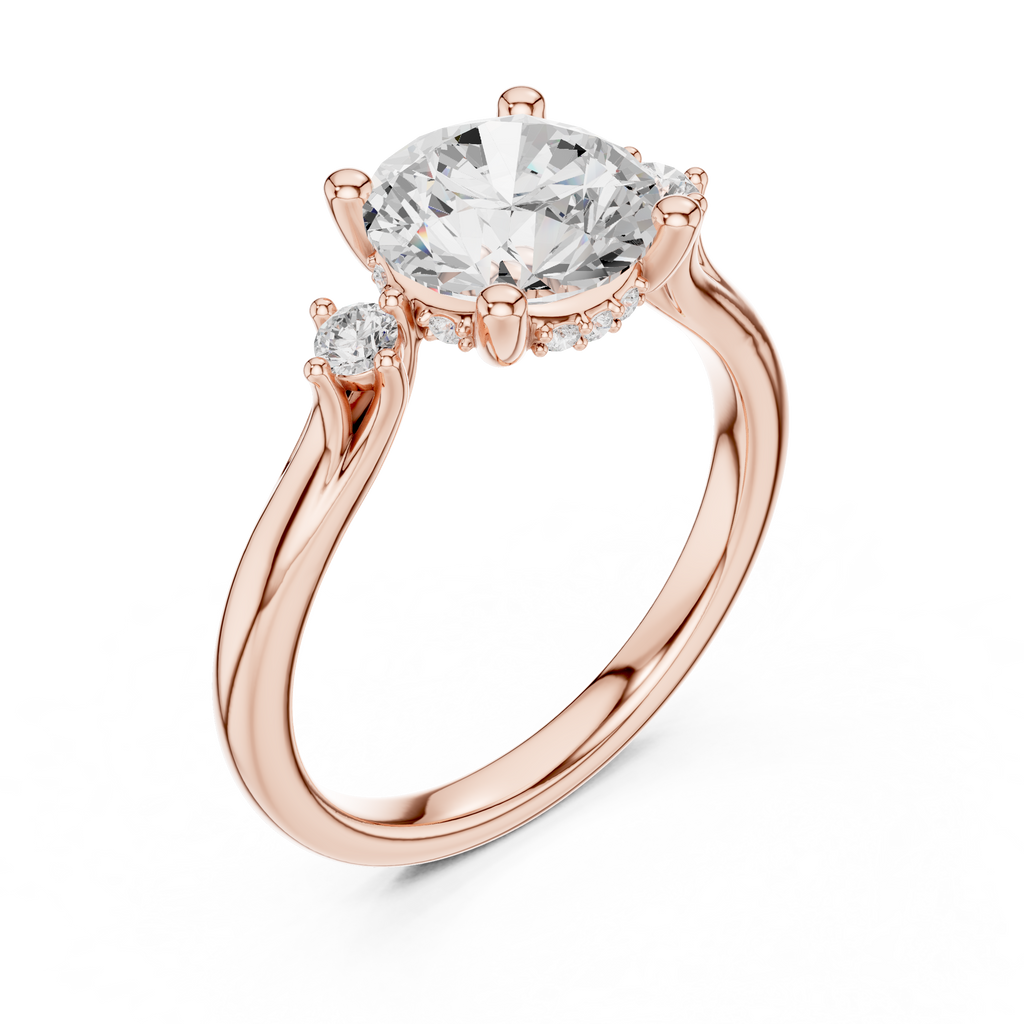 2.15 CT Round Brilliant Diamond Engagement Ring with Accent Side Stones