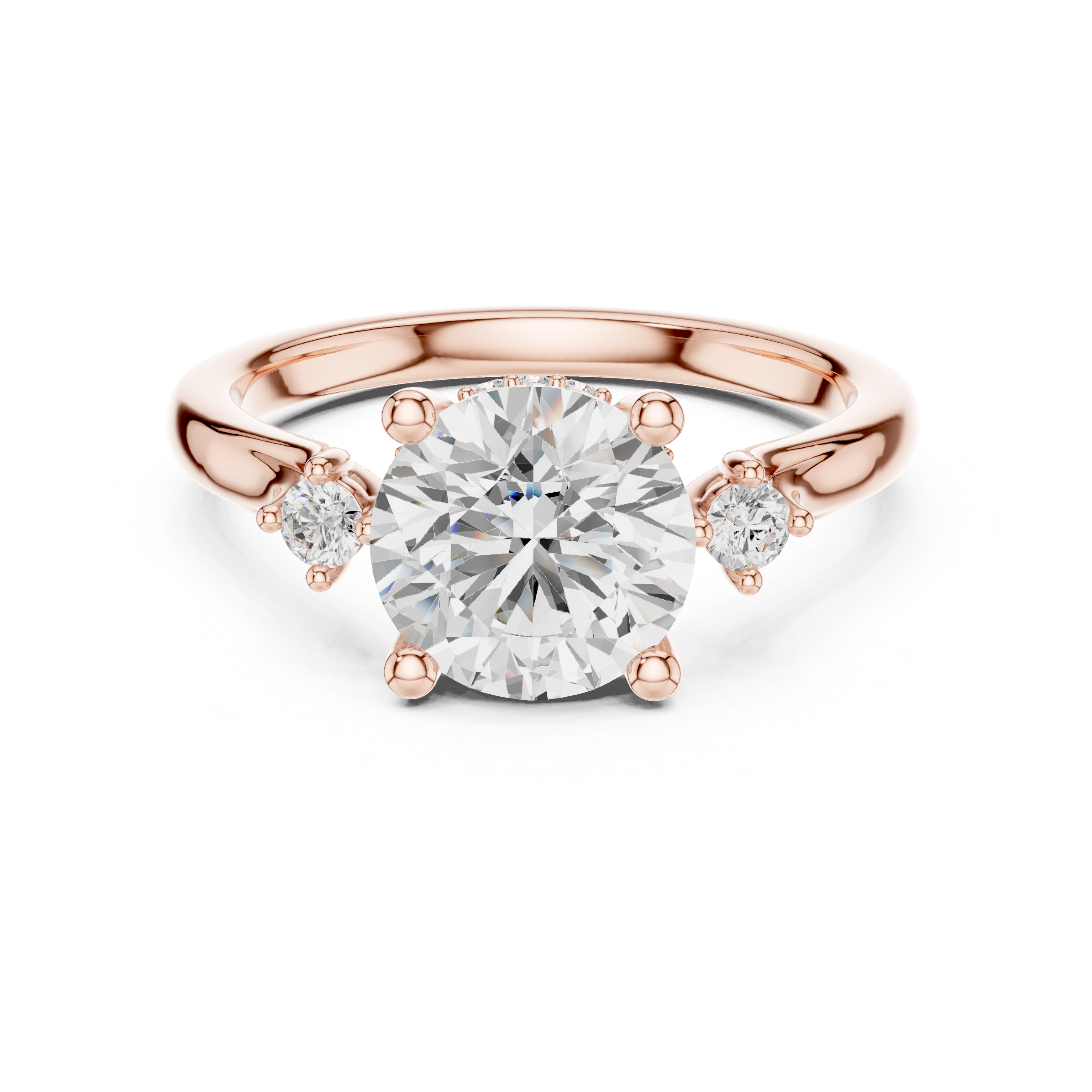 2.15 CT Round Brilliant Diamond Engagement Ring with Accent Side Stones