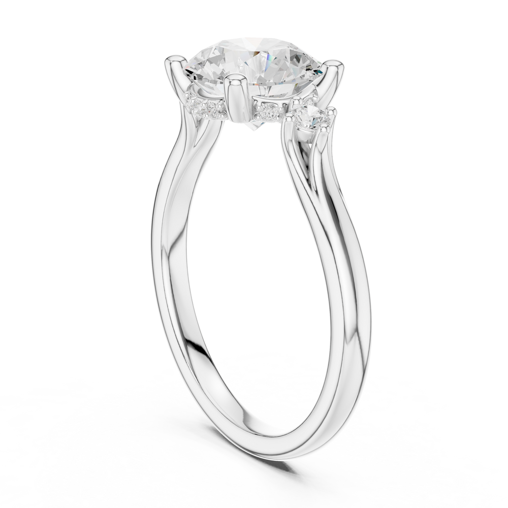 2.15 CT Round Brilliant Diamond Engagement Ring with Accent Side Stones