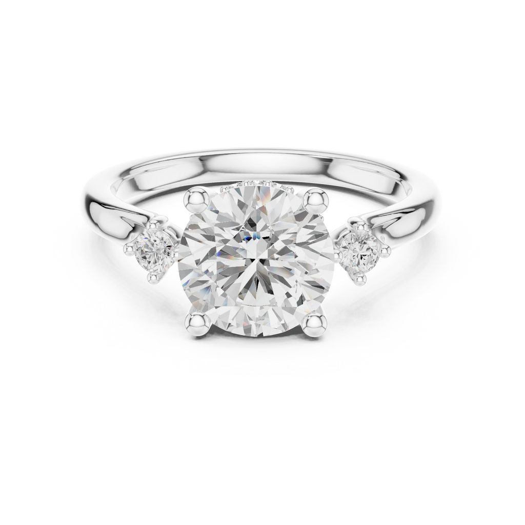 2.15 CT Round Brilliant Diamond Engagement Ring with Accent Side Stones