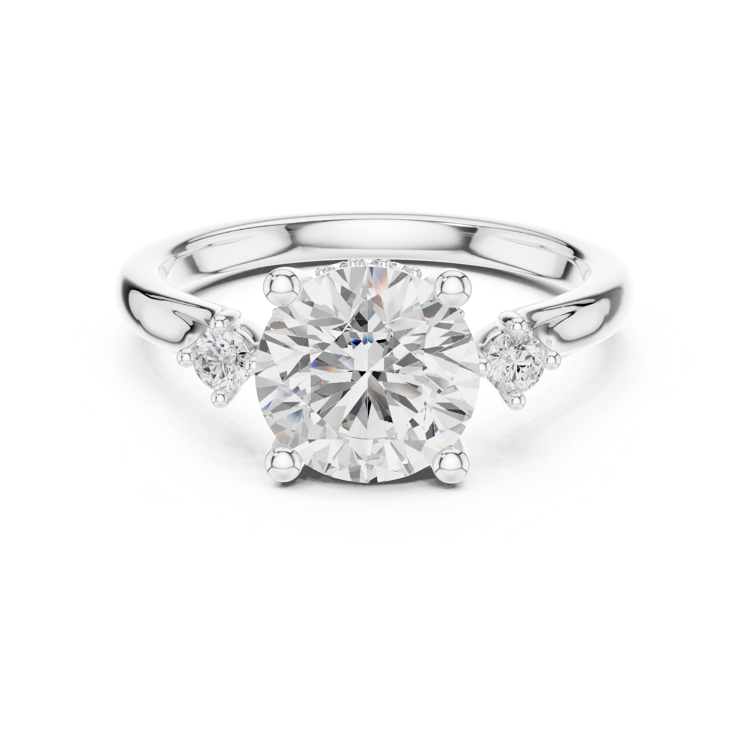 2.15 CT Round Brilliant Diamond Engagement Ring with Accent Side Stones