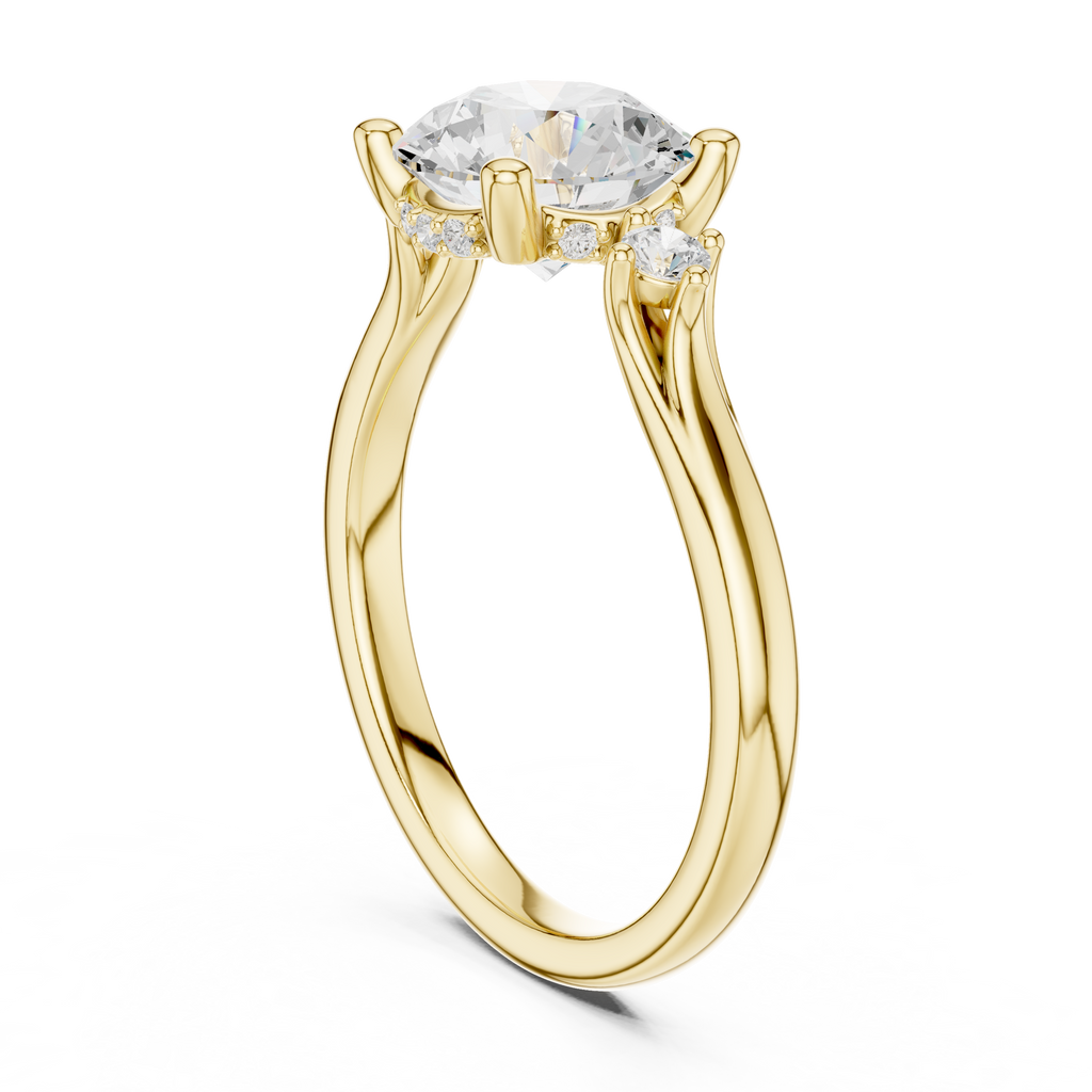 2.15 CT Round Brilliant Diamond Engagement Ring with Accent Side Stones