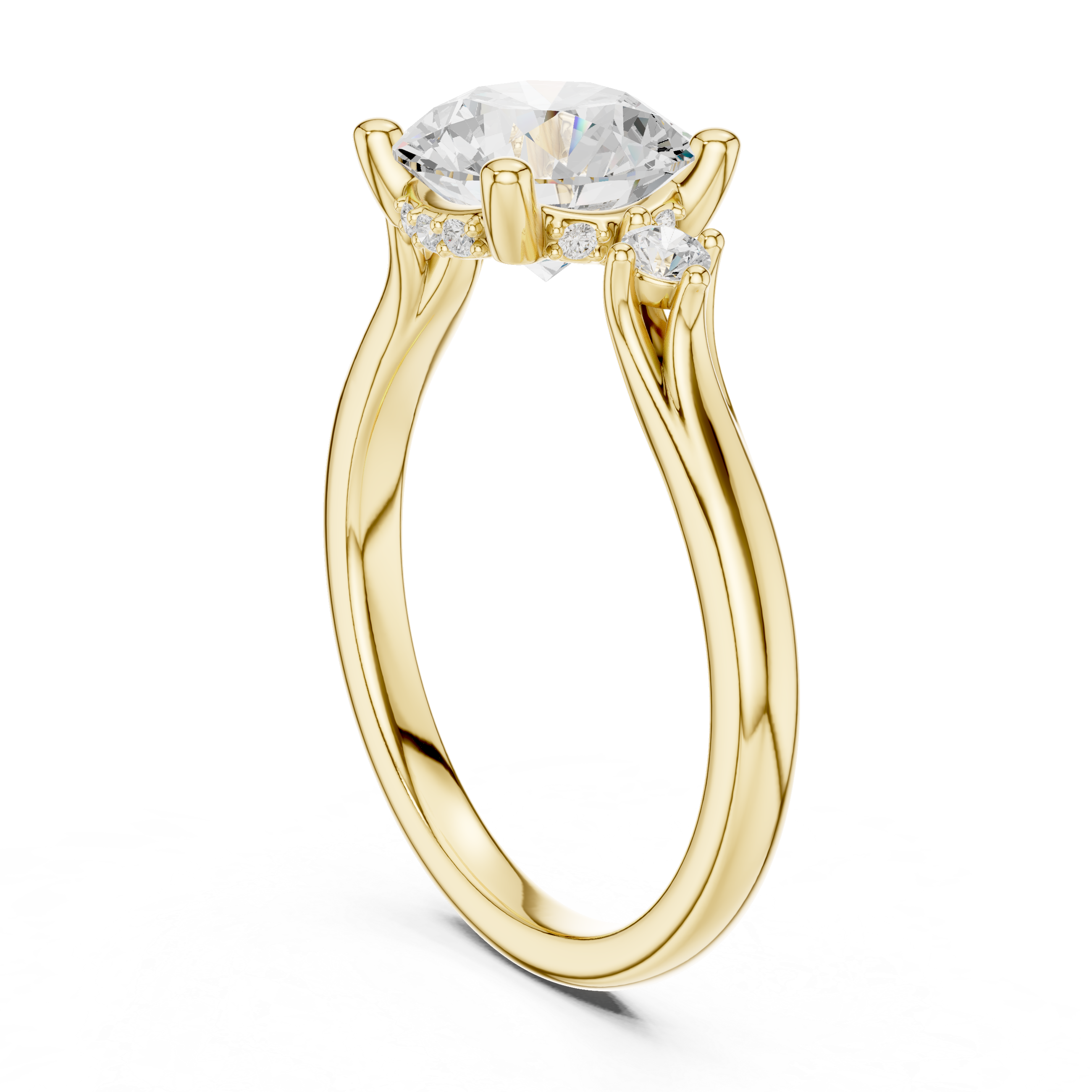 2.15 CT Round Brilliant Diamond Engagement Ring with Accent Side Stones