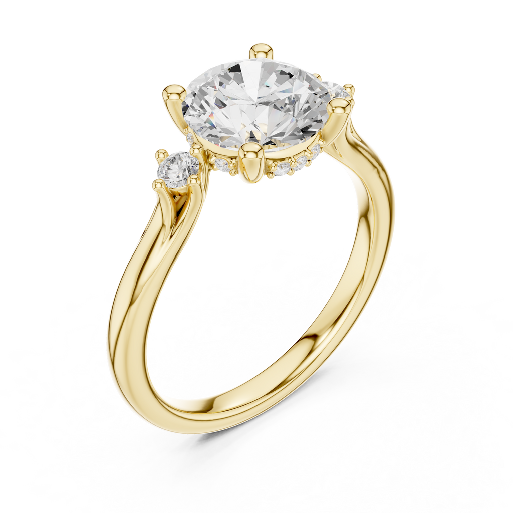2.15 CT Round Brilliant Diamond Engagement Ring with Accent Side Stones