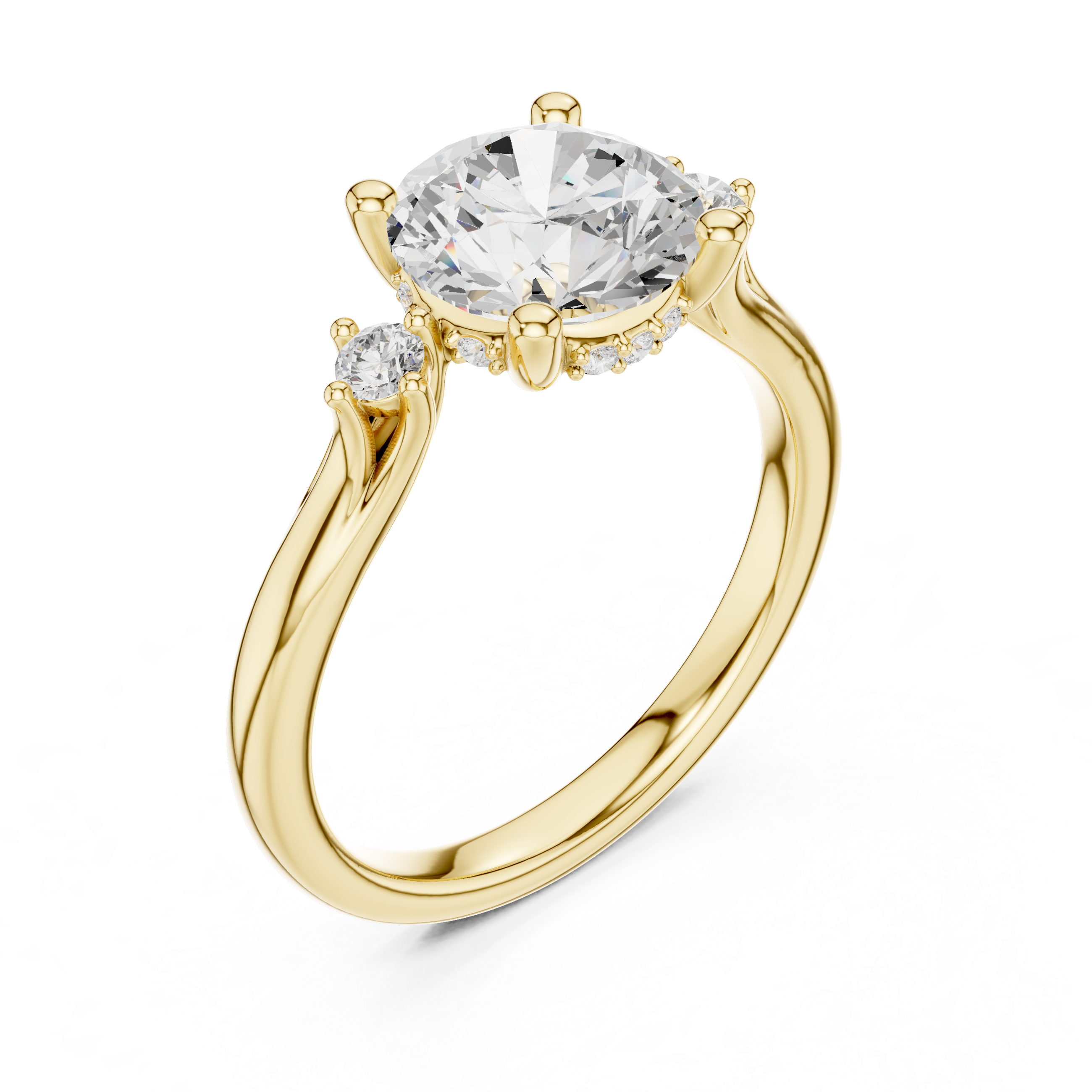 2.15 CT Round Brilliant Diamond Engagement Ring with Accent Side Stones