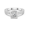 Vintage Cushion Cut Halo Diamond Engagement Ring with Double Pavé Band