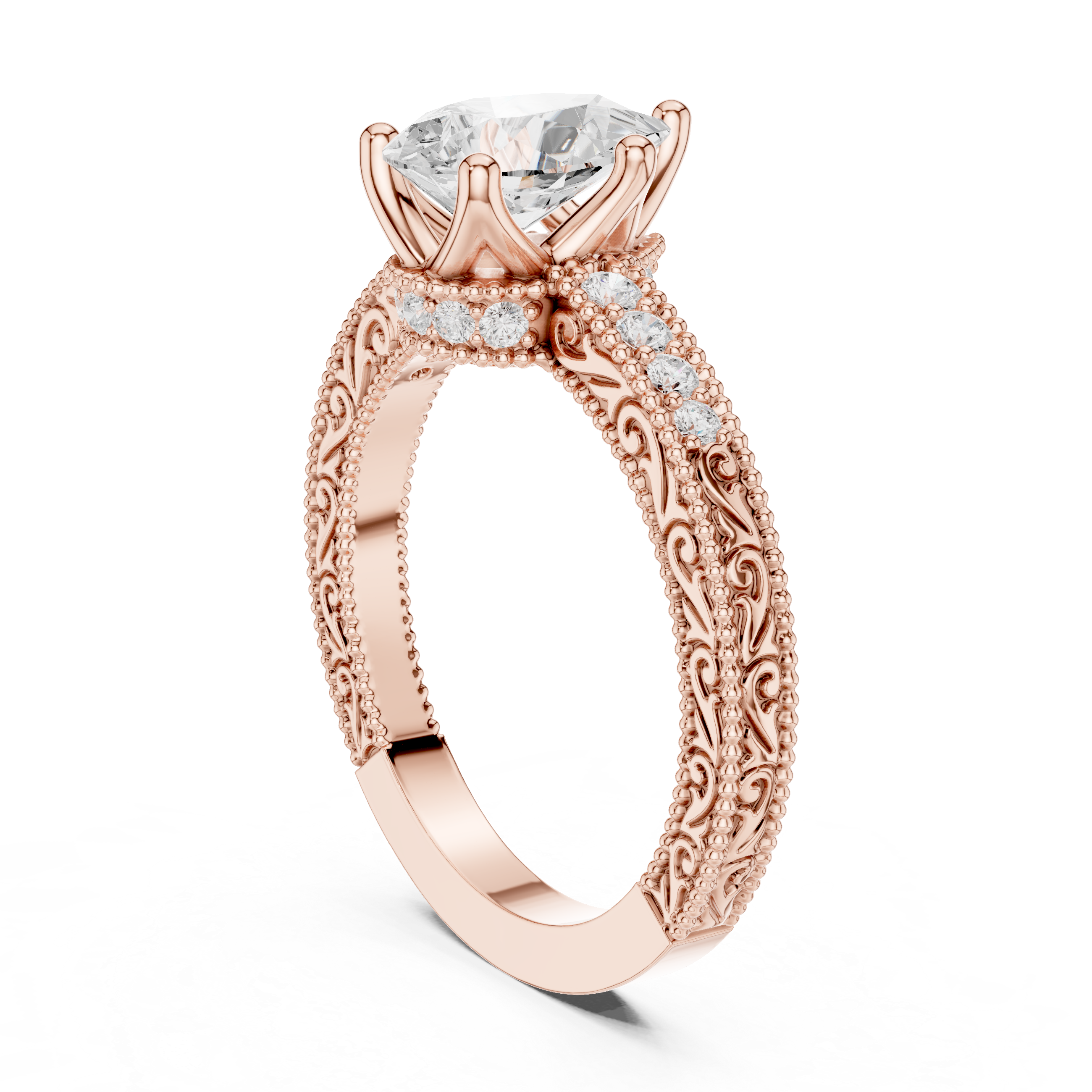 Pear Cut Diamond Halo Engagement Ring with Double Pavé Band