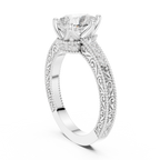 Pear Cut Diamond Halo Engagement Ring with Double Pavé Band