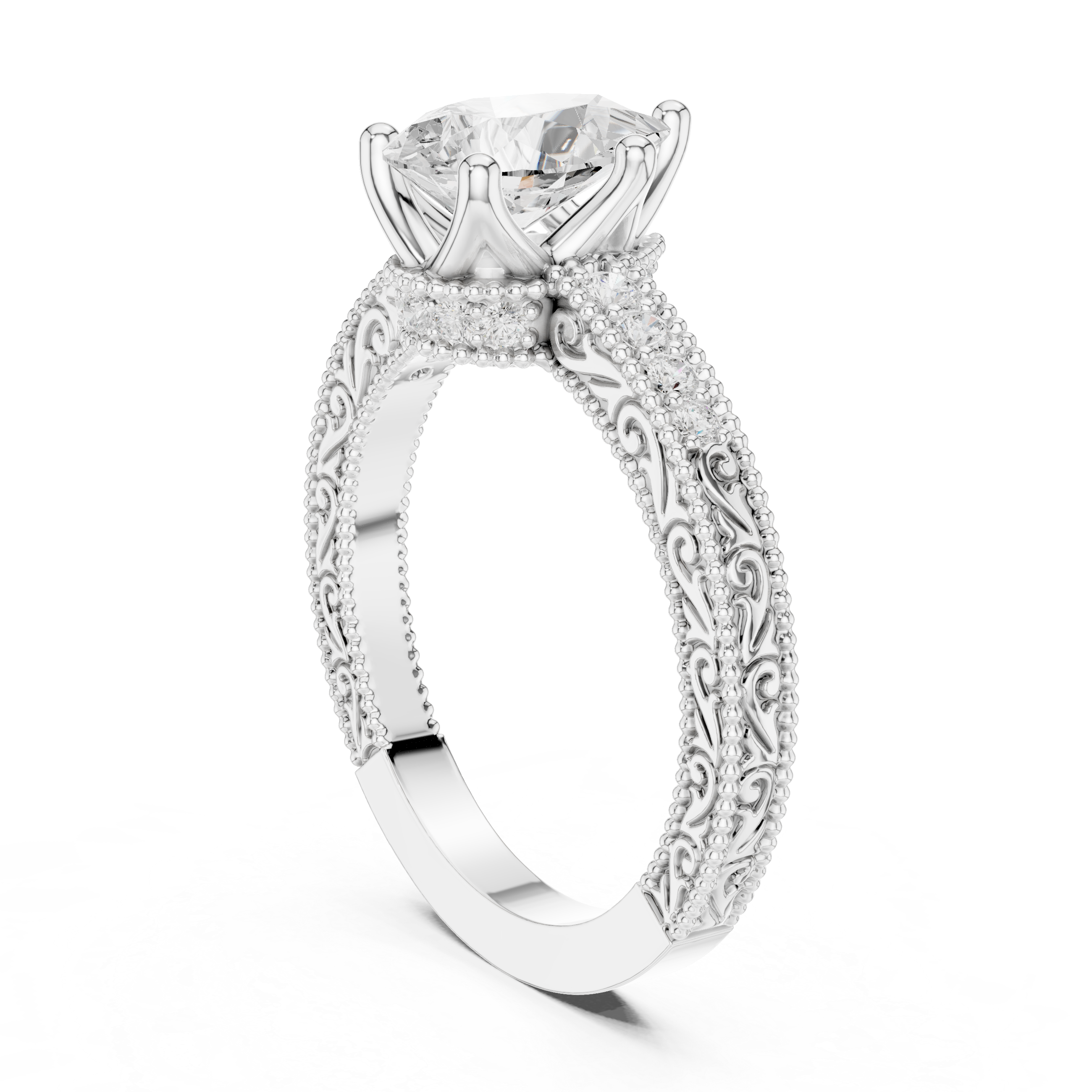 Pear Cut Diamond Halo Engagement Ring with Double Pavé Band