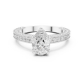 Pear Cut Diamond Halo Engagement Ring with Double Pavé Band