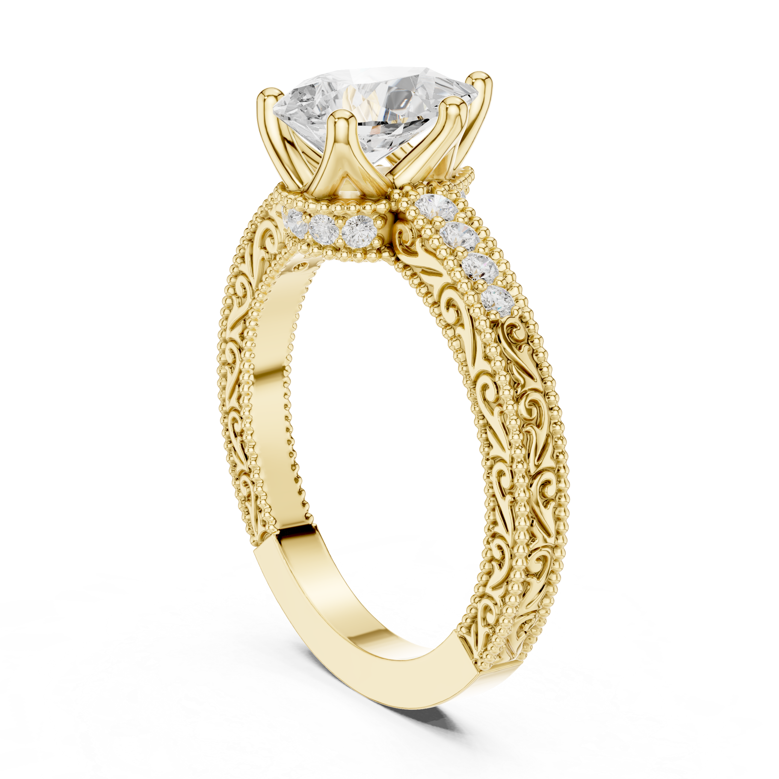 Pear Cut Diamond Halo Engagement Ring with Double Pavé Band