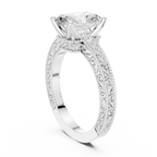 Radiant Cut Diamond Halo Engagement Ring with Double Pavé Band