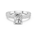 Radiant Cut Diamond Halo Engagement Ring with Double Pavé Band