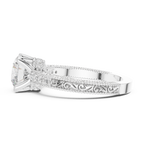 Round Brilliant Diamond Hidden Halo Engagement Ring with Double Pavé Band