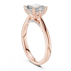 Emerald Cut Hidden Halo Diamond Engagement Ring with Micro Pavé Accent Band