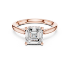Emerald Cut Hidden Halo Diamond Engagement Ring with Micro Pavé Accent Band