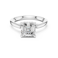 Emerald Cut Hidden Halo Diamond Engagement Ring with Micro Pavé Accent Band